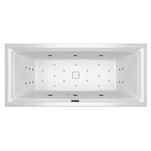 Whirlpool Still Square Rihopool 180x80cm met inlaat FALL (chroom) l systeem BLISS rechts hoogglans wit