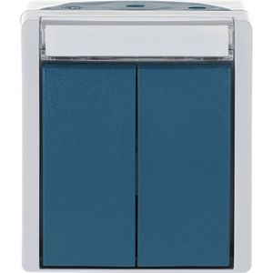 Opbouw dubbele impulsdrukker 1-polig IP44 10A 250V AC ocean (2621 WN-53-205-101)