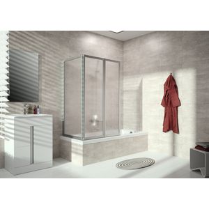 Badklapwand Combinett 2 1512-1527mm zilvermat / kunstglas Pacific S helder