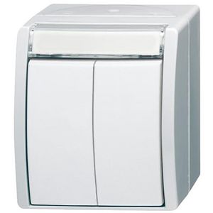 Opbouw dubbele impulsdr 1p IP44 10A 250V AC ocean-alpinwit (2621 WN-54-205-101)