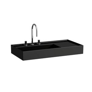 Wastafel Kartell afleg rechts 900x460mm glanzend zwart