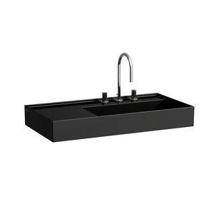 Wastafel sAPhirkeramik links 900x460mm m.kr.gat glossyblack