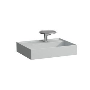 Wastafel sAPhirkeramik links 600x46mm met kraangat mat grijs