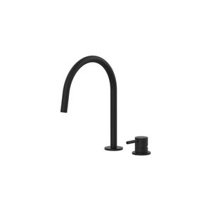 2-gats wastafelmengkraan LIGHT sprong 196mm mat zwart incl. push-open plug 1.1/4"