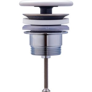 Afvoerplug Chroom met keramische afdekking, wit