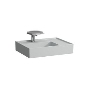 Wastafel sAPhirkeramik rechts 600x460 met kraangat mat grijs