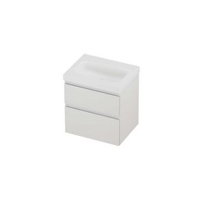 Haga Set polystone Mezza wastafel zonder kraangat en onderkast a-symmetrisch 600x460x660mm matt White/glans wit