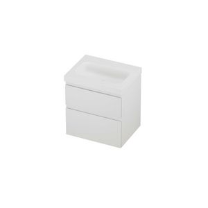 Haga Set polystone Mezza wastafel zonder kraangat en onderkast a-symmetrisch 600x460x660mm matt White/mat wit