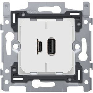 Dubbele smart USB-A en USB-C lader sokkel 60x71 schroefbev.