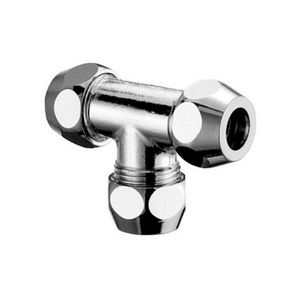 T-stuk 3/8x3/8x3/8 3x klem chroom v.kopren buis Ø10mm