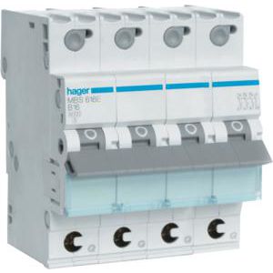 Installatieautomaat 3-polig + Nul 16A B-karakteristiek 6kA QB + QC