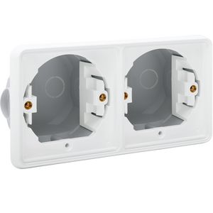 Spuitwaterdichte 2-voudige HOR inbouwdoos 2 functies wit