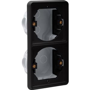 Spuitwaterdichte 2-voudige verticale inbouwdoos 2 functies zwart