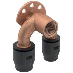 Muurplaat doorstromend U-vorm L=52 mm brons 16x16x1/2"bn.dr. PUSHFIT