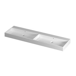 Wastafel porselein dubbel zonder kraangat 1600x450x110 Glans wit United INK