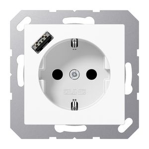 Wandcontactdoos m.lader alp.wit v.USB type A AS500