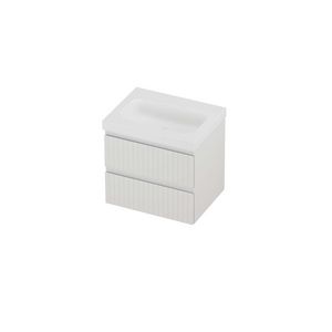 Haga Set polystone Mezza wastafel zonder kraangat en onderkast symmetrisch gefreesd 600x460x580mm matt White/glans wit
