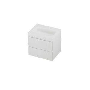 Haga Set polystone Mezza wastafel zonder kraangat en onderkast symmetrisch gefreesd 600x460x580mm matt White/mat wit