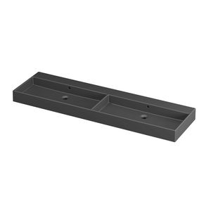 Wastafel porselein dubbel zonder kraangat 1600x450x110 Mat zwart United INK