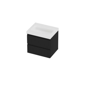 Haga Set polystone Mezza wastafel zonder kraangat en onderkast symmetrisch gefreesd 600x460x580mm matt White/mat zwart