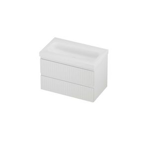 Haga Set polystone Mezza wastafel zonder kraangat en onderkast symmetrisch gefreesd 800x460x580mm matt White/mat wit