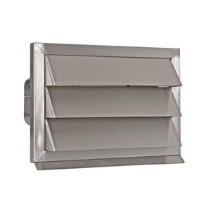 RVS buitenrooster Eco+ vaste lamellen+terugslagklep 169x77mm