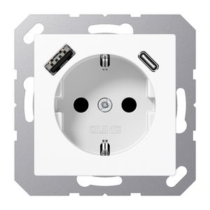Wandcontactdoos met lader alpin wit v. USB type A&C AS500