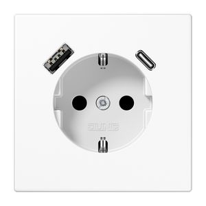 Wandcontactdoos m.lader a.wit v.USB type A&C LS990