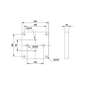 Voetplaat tbv UPE 32/100 montageplaat LM/LP