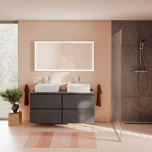 Console Xilesa E 1375/550 2 uitsparingen gesl. opzetwastafel Slate Matt Grey