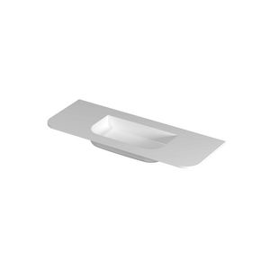 Wastafel porselein afgerond model met enkele wasbak midden zonder kraangat 120cm glans wit
