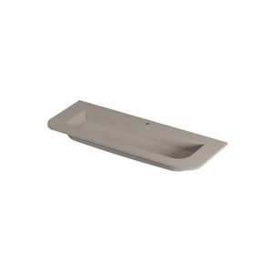Wastafel porselein afgerond model met enkele wasbak centraal 1 kraangat 120cm mat creme cotton