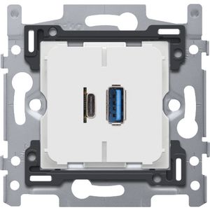 Dubbele smart USB-A en USB-C lader sokkel 60x71 schroefbev.
