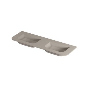 Wastafel porselein afgerond model met dubbele wasbak zonder kraangaten 140cm mat creme cotton