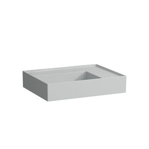Wastafel sAPhirkeramik rechts 600x460mm z.kraangat mat grijs