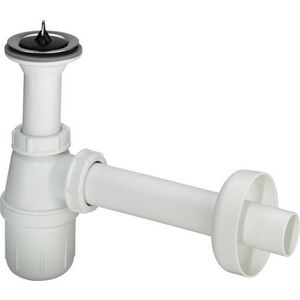 PP plugbekersifon 1.1/4" wit incl. muurbuis en rozet