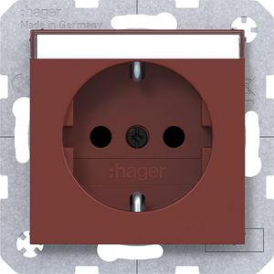 SCHUKO-wandcontactdoos tekstveld Safety Plus steekklemmen A.x/C.x carmin halfgl