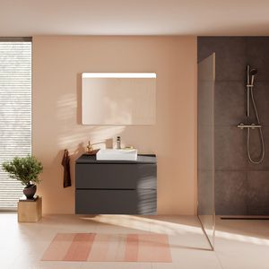 Console Xilesa E 980/550 met uitsparing midden gesl. opzetwastafel Slate Matt Grey