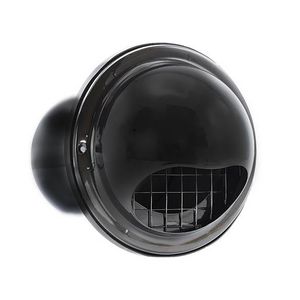 RVS bolrooster+terugslagklep+grofmazig gaas Ø125mm zwart