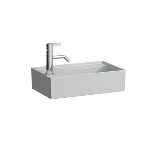 Fontein 460x280mm 1 kraangat links zonder overloop mat grijs