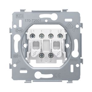 Sokkel dubbele wisselschakelaar 10AX/250Vac schroefklemmen
