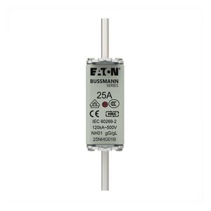 Zekering laagsp. 25A AC 500V NH01 gL/gG dubbele meld VVE=3