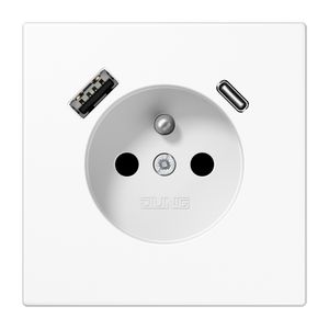 Wandcontactdoos frans/Belgisch met USB A en C