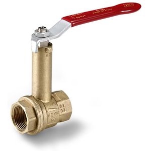 Kogelkraan S96 verlengde spindel 1"bn. DN25 vernikkeld PN30 hendel rood