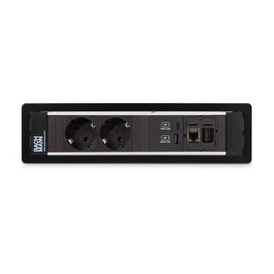 POWER FRAME 2x 230V RA 1x USB A/C chrgr 1x CAT6 STP 1x HDMI