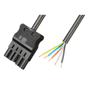 Aansluitsnoer male 5-polig 1,5mm² 400cm zwart Eca