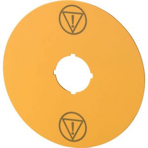 Schild Nood-Uit geel D = 90mm symbool IEC60417-5638 VVE=10
