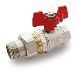 Kogelkraan S9036 1.1/4"bn.xbt. vernikkeld met hendel rood VVE=12