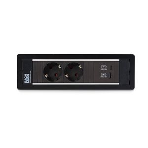 POWER FRAME 2x 230V RA 1x USB A/C chrgr 0,2m GST o.g. zwart