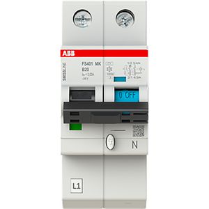 Aardlekbev. met overstroombeveiliging B Kar, 20A, 30mA, 10kA